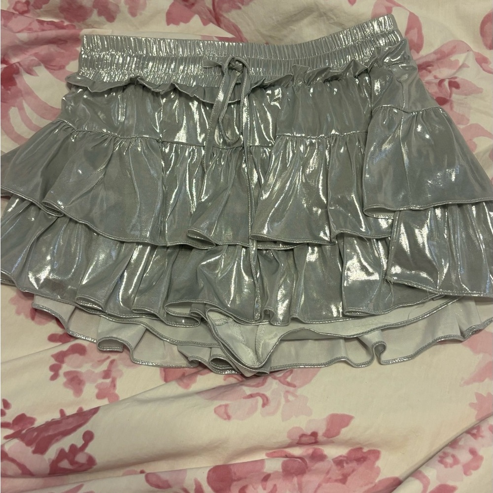 Preppy Silver Boutique Ruffled Skirt!